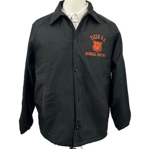 MVP Mens Coaches Jacket Large Black Sherpa Lined Tiger Baseball Vintage 90s USA